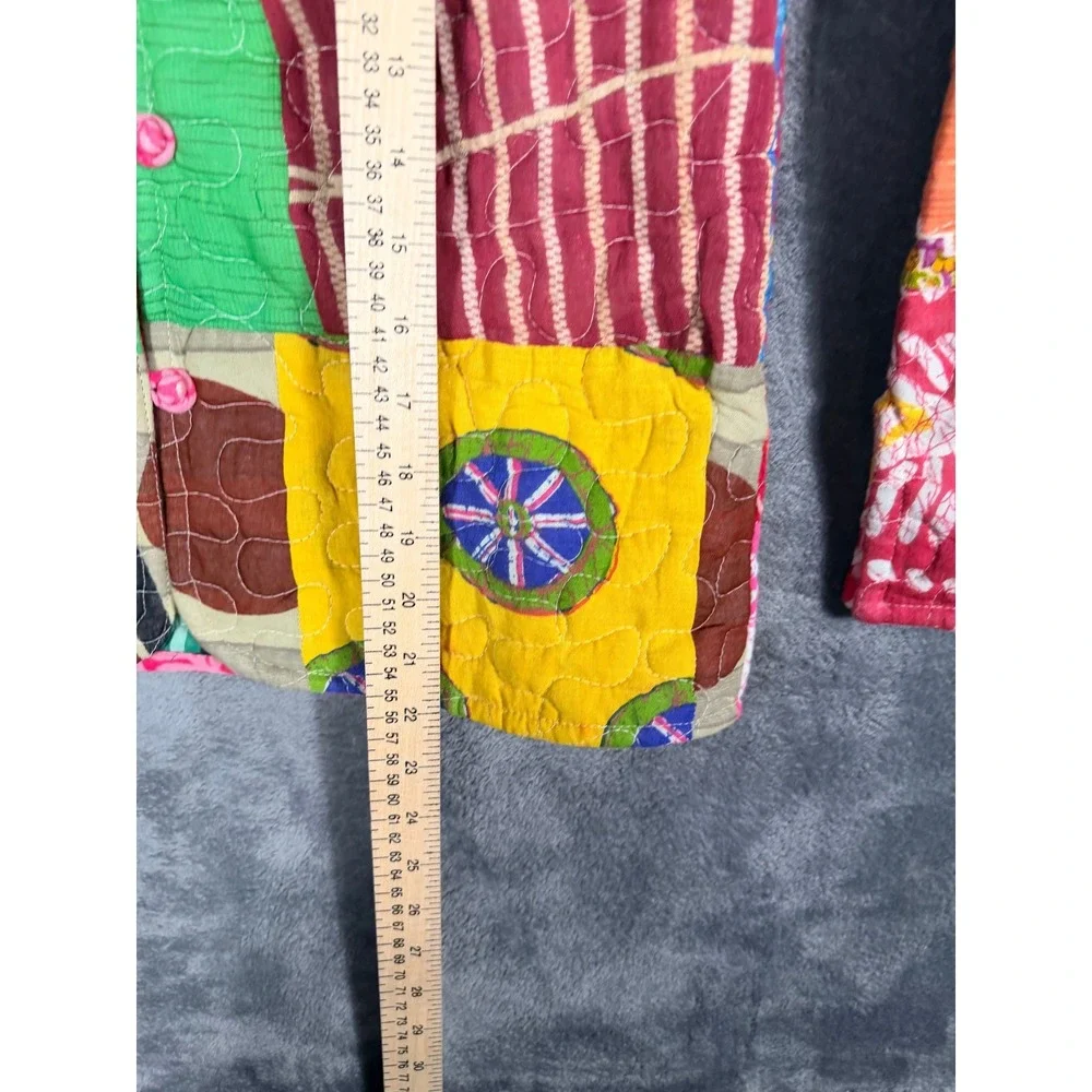Womens Quilted Patchwork Kantha Jacket Boho Hippie Multicolor Art To Wear Coat - Picture 3 of 5